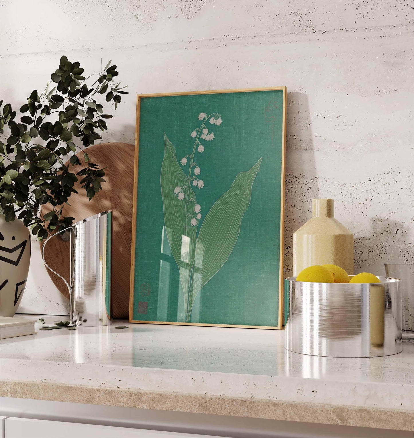 Lily of the Valley Canvas Wall Art, Minimalist Floral Decor, Botanical Print