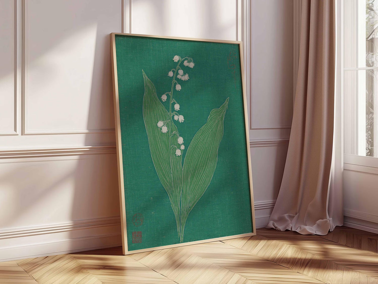 Lily of the Valley Canvas Wall Art, Minimalist Floral Decor, Botanical Print