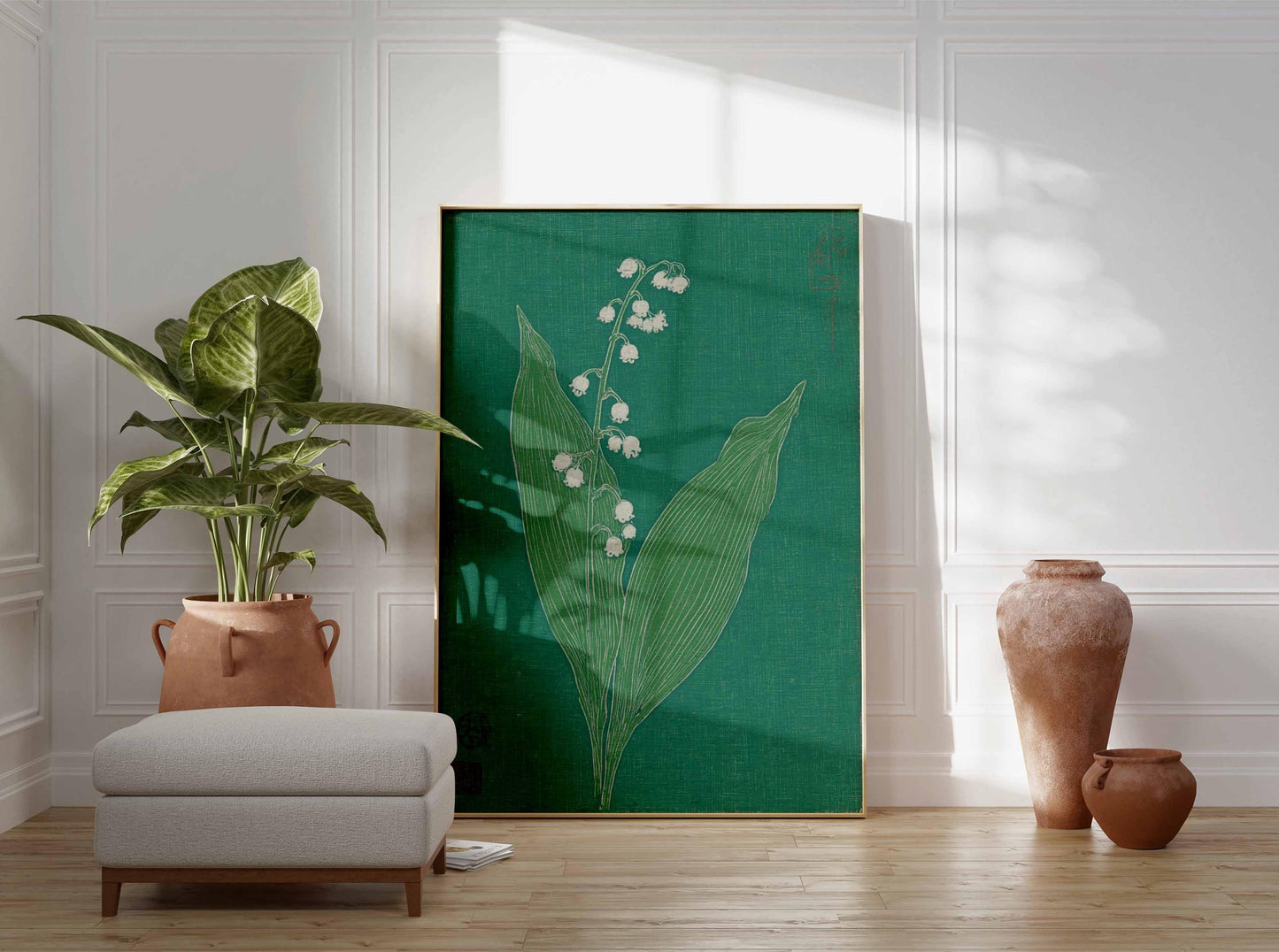 Lily of the Valley Canvas Wall Art, Minimalist Floral Decor, Botanical Print