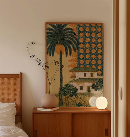 Blue Palm Tree Coastal Canvas Wall Art, Tropical Beach House Print, Modern Coastal Decor