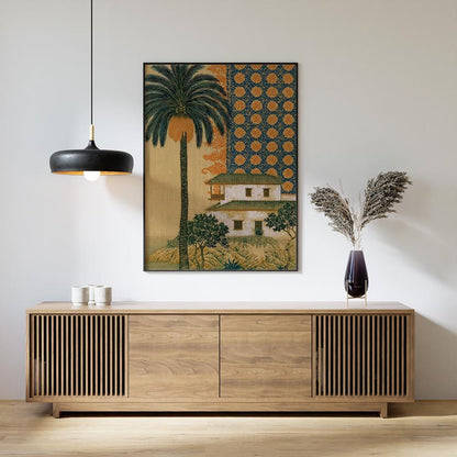 Blue Palm Tree Coastal Canvas Wall Art, Tropical Beach House Print, Modern Coastal Decor
