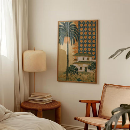Blue Palm Tree Coastal Canvas Wall Art, Tropical Beach House Print, Modern Coastal Decor